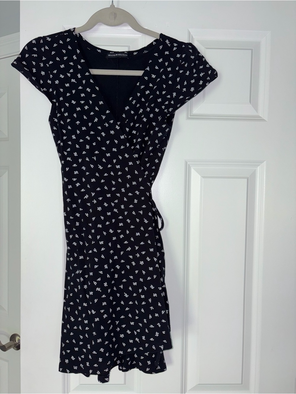 Brandy Melville Navy Floral Cotton Wrap Dress
